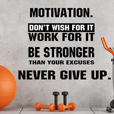 4 Pieces Gym Wall Decal Motivation Vinyl Wall Decals Be Stronger Than Your Ex...