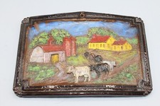 Vintage OrnaWood Picture 50's Alpine Farm Made in USA 8" x 6"
