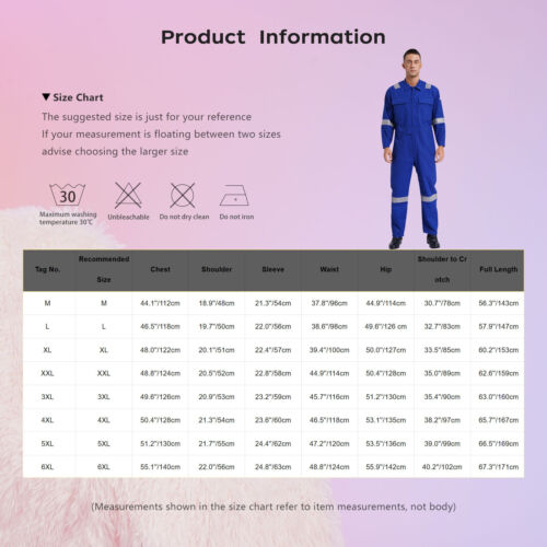 Men Coveralls Dustproof Jumpsuit Rompers Overalls Adult Workwear Cotton Outfits - Picture 26 of 69