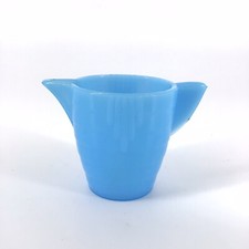 Vintage Akro Agate Pitcher Teapot Stacked Disc and Panel Blue Child  s 002