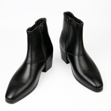 Botas Chelsea Para Hombre Punta Punta Tacones Cubanos Parte Superior Alta Formal Vestido Botines