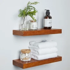 Homeforia Oak Floating Shelves for Wall, Premium Solid Wood Shelf, Oak Bathroom