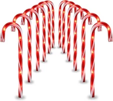 GAGALIFE 16-inch Candy Cane Lights, Outdoor Christmas Pathway Markers, 12 Pack C
