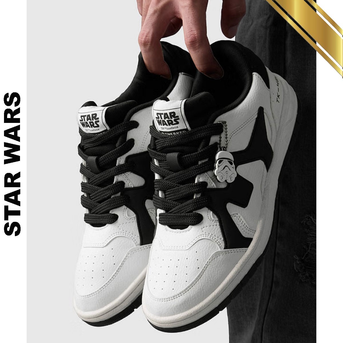 Zapatilla deportiva Star Wars Stormtrooper para hombre de caña baja premium blanca zapato con encanto