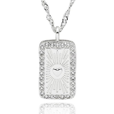 Equilibrium Luxe Tag Herz Halskette versilbert Pavé CZ Anhänger Geschenk