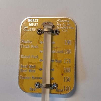 Chaney Roast Meat Oven Thermometer 325° Fluid Analog Metal/Glass