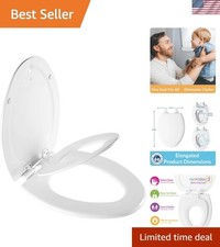 Durable Removable Elongated Toilet Seat with Built-In Potty Training Seat