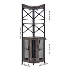 Industrial Corner Wine Rack with Glass Holder Storage Shelves Bar Wine Cabinet
