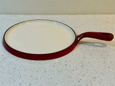 Wolfgang Puck Red Enamel Cast Iron Crepe / Griddle Flat Round Pan - Unused