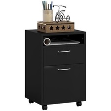 Mobile 2-Drawer Office File Cabinet on Wheels – Rustic Brown & Black Elegance