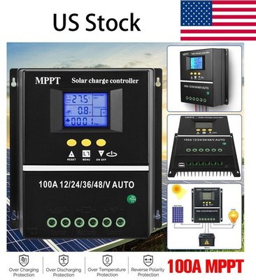 LCD Solar Controller 100A MPPT PV Battery Regulator Charger 12V/24V/36V/48V