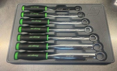 Snap-on GREEN 7pc 12pt METRIC Flank Soft Grip Box Wrench Set XDSGM607K1G NEW USA
