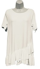Zenana small Dress soft “Moline” short sleeve layered pleated hem  ivory