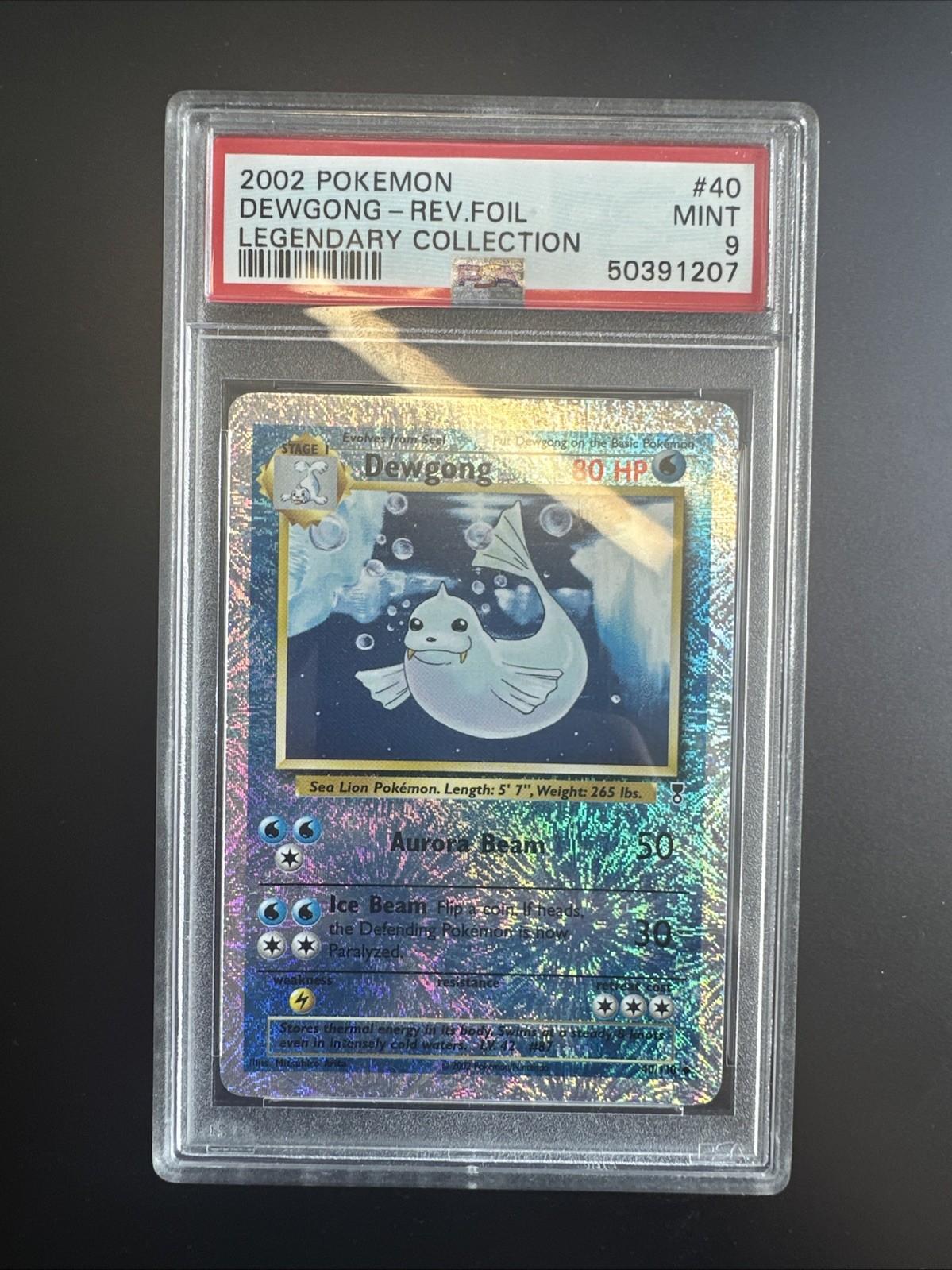 2002 POKEMON LEGENDARY COLLECTION #40 DEWGONG-REVERSE FOIL PSA 9