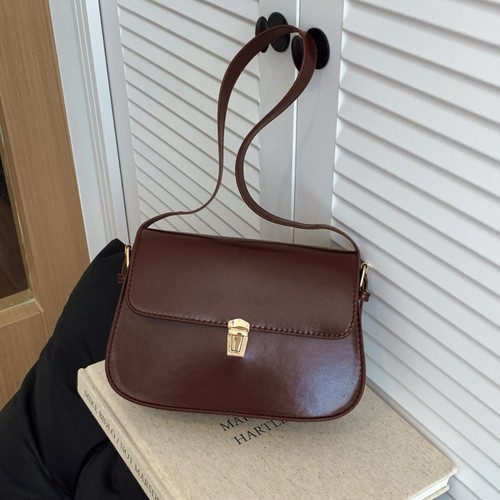 Solid Color Buckle Shoulder Bag PU Leather Women's Armpit Bag Shooping - Picture 16 of 16