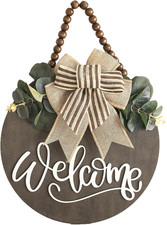 Welcome Sign for Front Door Wreath Decorations for All Seasons Front Porch Decor