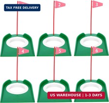 6 Pack Golf Putting Cup with Flags, Plastic Mini Golf Hole Putting Practice Aids