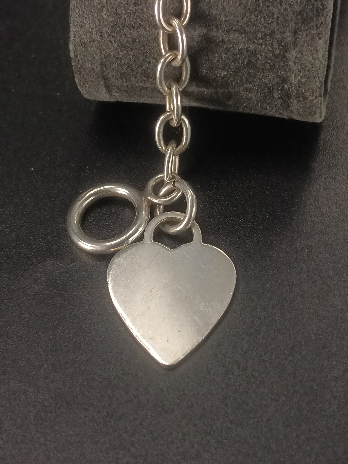 Vintage heavy  sterling Silver Belcher love heart  T Bar Toggle Bracelet 8in 22g image 4