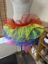 Rainbow Puffy Tutu Layered Tulle Petticoat Skirt-adjustable/ties S/M-costume