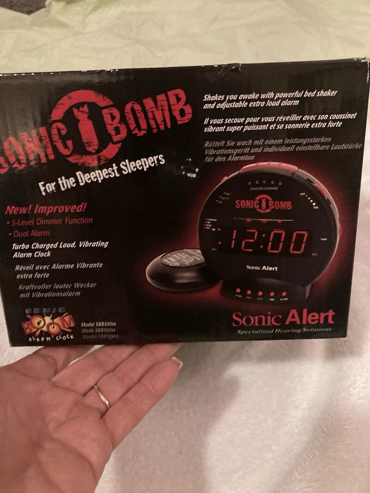 Sonic Bomb Dual Extra Loud Alarm Clock with Bed Shaker, Black | Sonic Alert V... - Image 2 of 4
