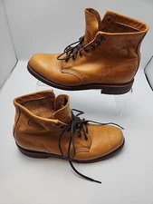 CHIPPEWA Mens TAN LEATHER 6" SERVICE BOOTS 99200 Size 9.5 D, Made In USA