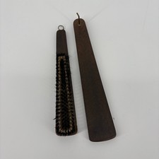 Vintage 16  Wood Shoe Horn  Boot Clothes Brush w/hanger Made In West Germany