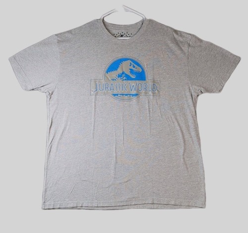 Universal Studios Mens XXL Gray Jurassic World Logo Graphic Movie T Shirt Park