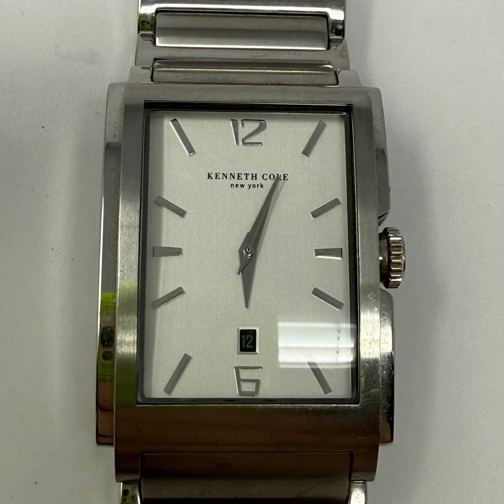 Kenneth Cole Watch Silver Tone Rectangular Case D… - image 2