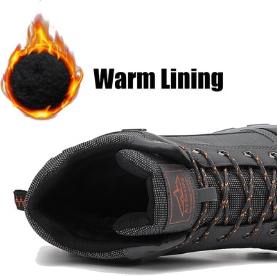 ARRIGO BELLO Wandelschoenen Heren Winter Sneeuwlaarzen Hiking Trekking Enkellaars Leer Anti-Slip Outdoor Warm Bont Laars Maat 7-11 UK, 45 EU