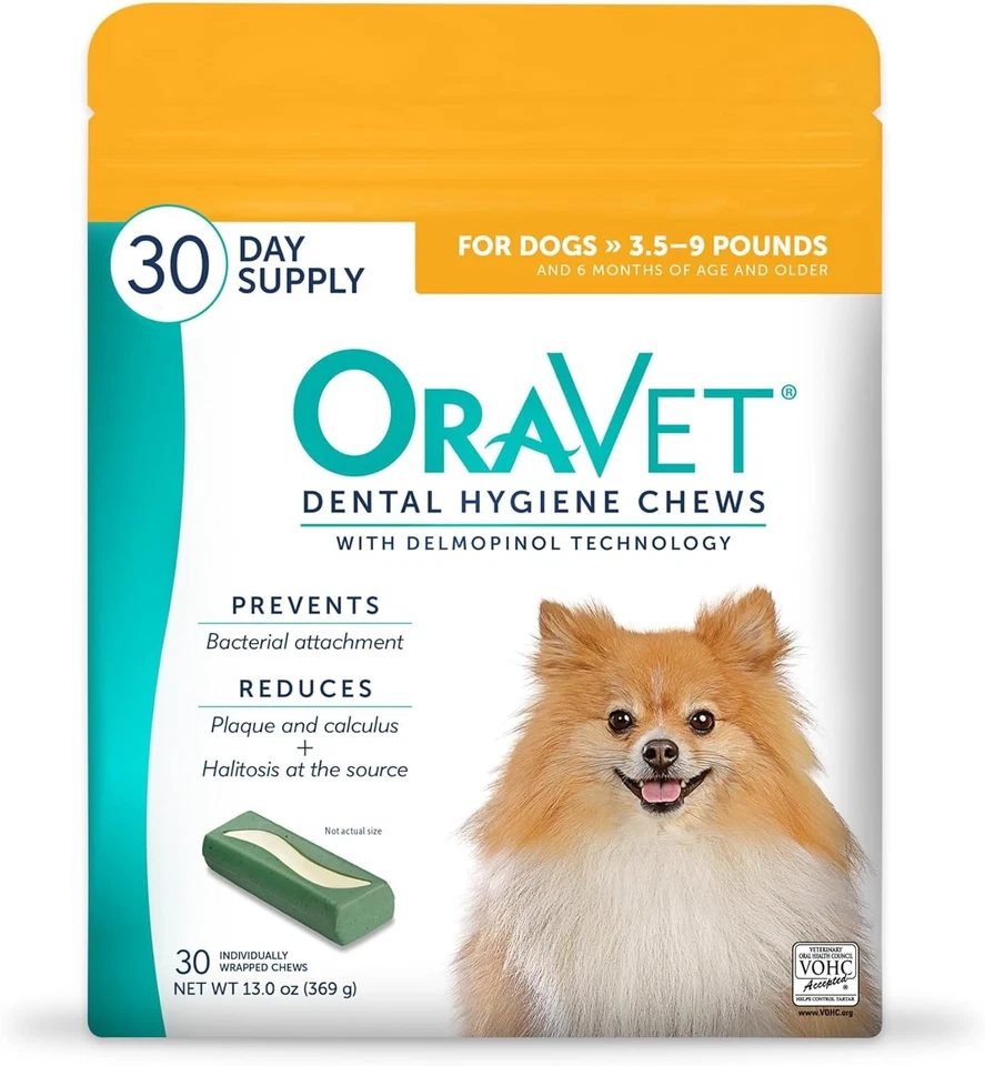 PACK de 2 masticables de higiene dental OraVet para perros X-pequeños 3,5-9 libras 30 quilates Foto 2 de 4