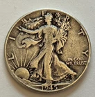 1945 P Walking Liberty Silver Half Dollar  VF-EF w/ pot. small Cud "As Pictured"