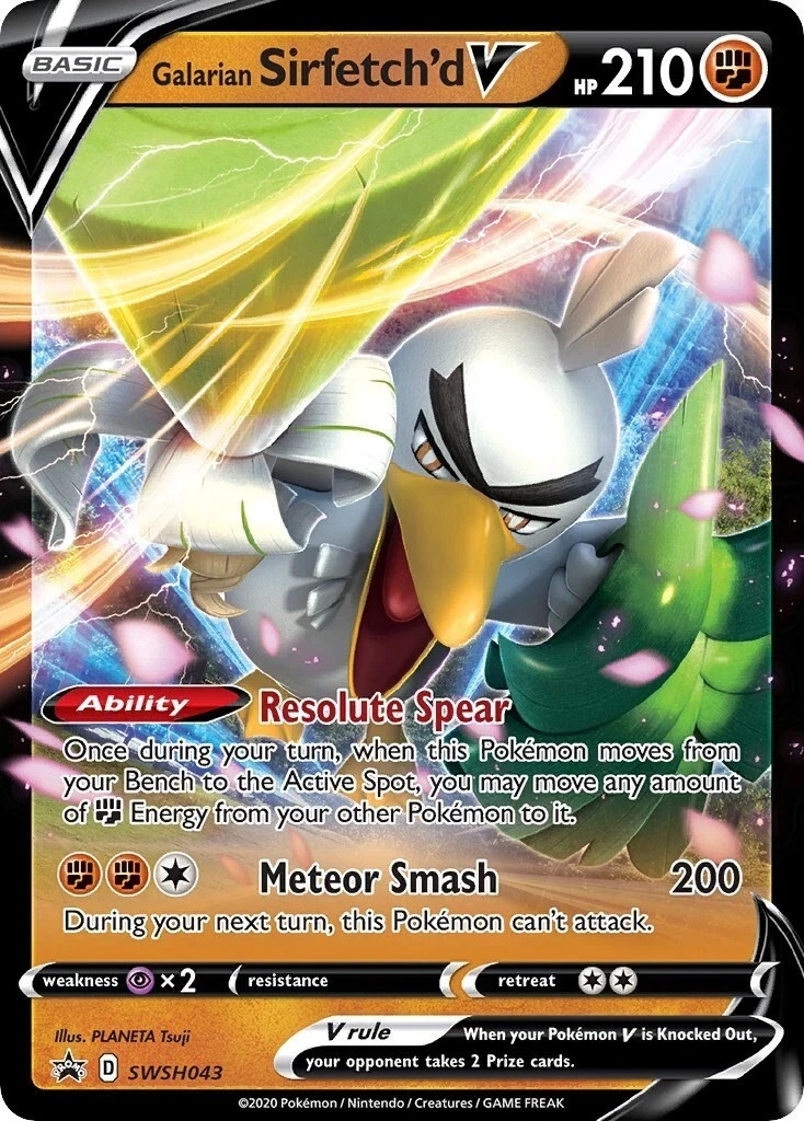 2020 POKEMON GALARIAN SIRFETCH'D V SWH043 BASIC HOLO CARD