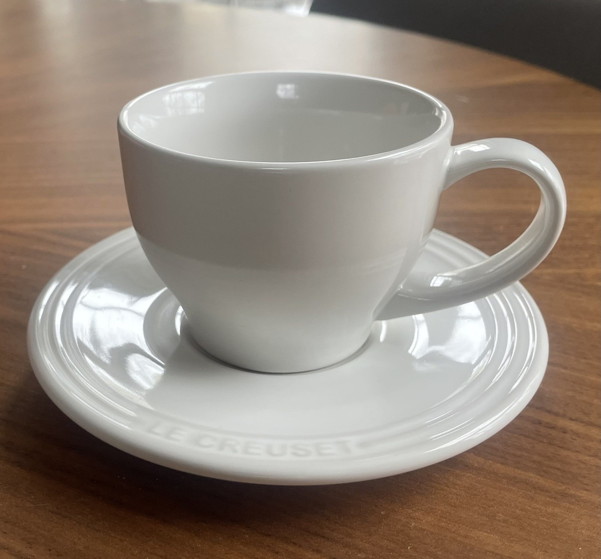 Le Creuset Stoneware Cappuccino Cup and Saucers 7 oz. each White