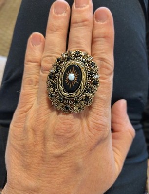 Samantha Wills Australia Ring gold-schwarz, verstellbar, Neu ohne Etikett