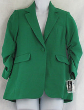 Bar III Women's One-Button Ruched 3/4 Sleeves Blazer, Green, XS