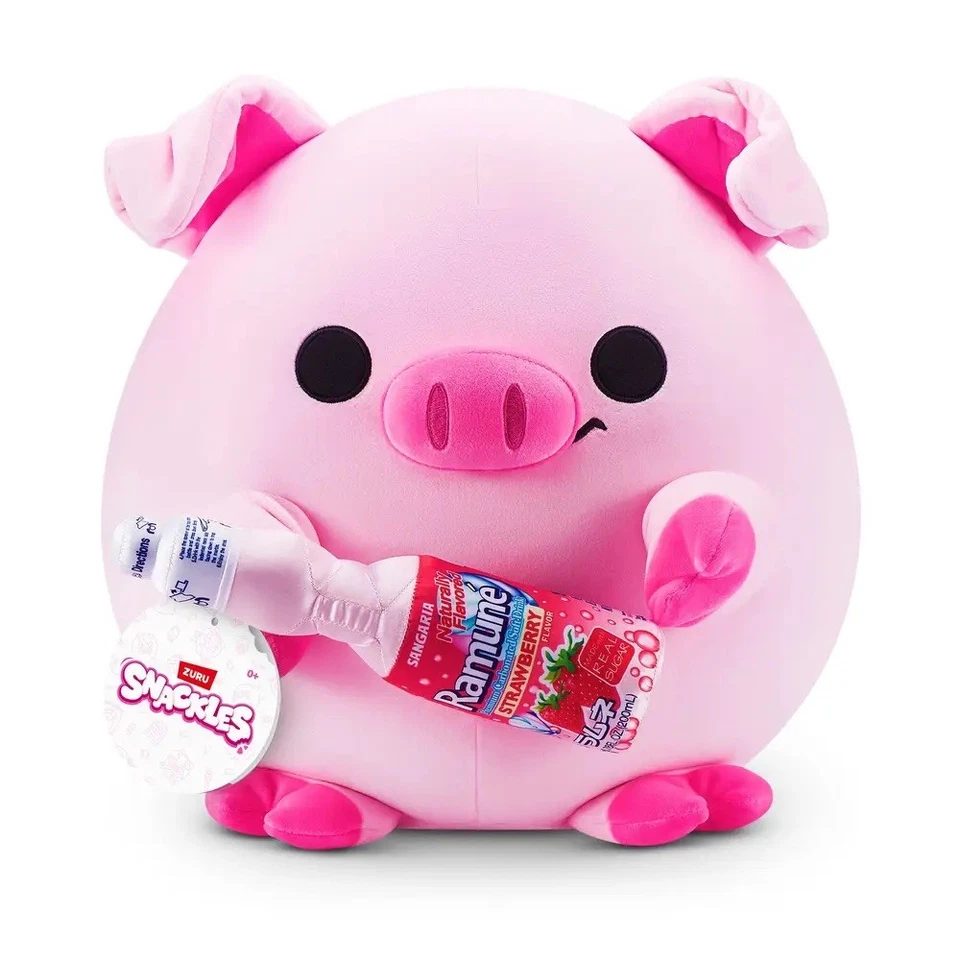 ZURU Snackles Schwein Anna mit Sangaria Erdbeere Serie 3 - Squish-Kuscheltier (20 cm)