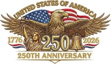 2pcs 250th Anniversary USA Car Decal Sticker, Patriotic Bald Eagle 1776  2026 V