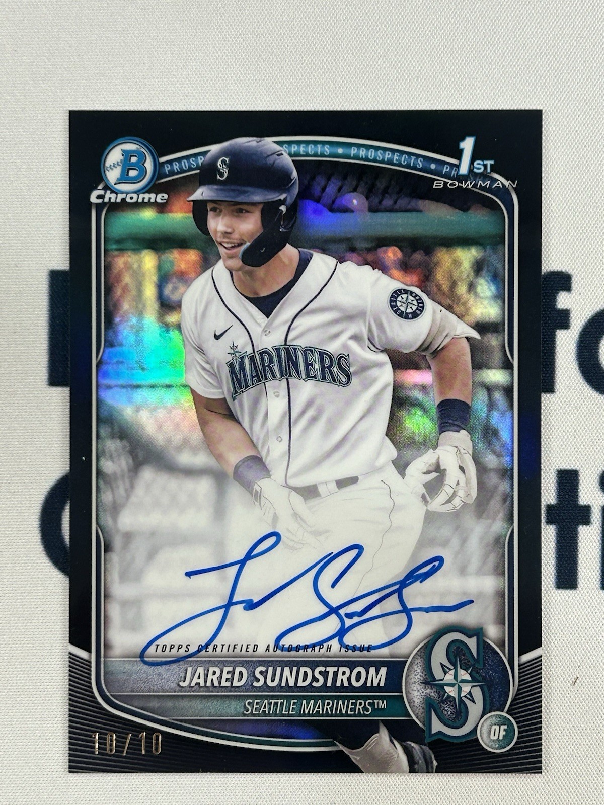 Jared Sundstrom 2025 Bowman 1st BLACK Chrome Refractor Prospect Auto 10/10