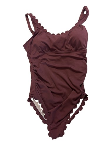 Summer Mae Maternity One Piece Plum Scalloped Swimsuit Size Large