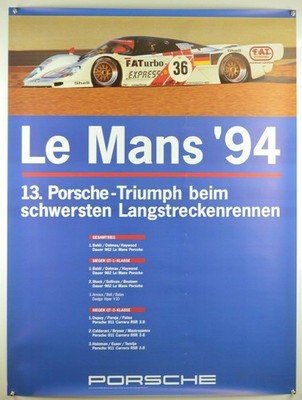 Plakat Poster Porsche 962 Triumph Le Mans 1994 Baldi Dalmas 101 x76cm beschädigt