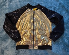 iEFiEL Girls Gold Metallic Jacket Sequins HipHop Dance Costume Sz.16.
