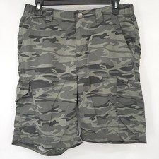 Columbia Cargo Shorts Men 32 Grey Camo Omni-Shade Hiking Fishing Outdoor 10"