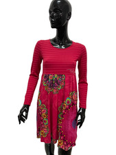 Abito Donna Desigual Rosa Fucsia Fantasia Floreale Originale Cotone Taglia M