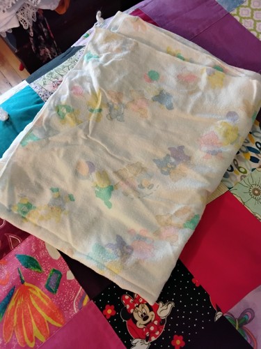 Vintage baby blanket receiving blankets bear rabbit Kitten 26” x 41”
