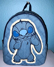 NWT Loungefly Disney Lilo Stitch Denim Patchwork Mini Backpack