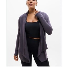 Athleta Pranayama Restore Wrap Cardigan Womens M Purple Athleisure Yoga Gym