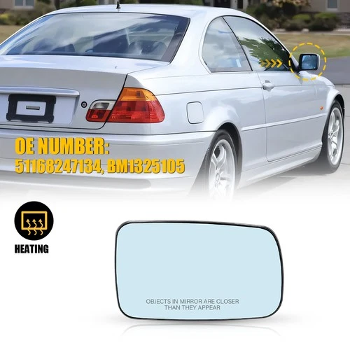 Mirror Glass For 1999-00 BMW 325Ci 330Ci 06-08 BMW 750Li 750i Right Side Heated