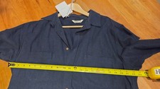 3Sixteen Linen-Cotton Button Down Shirt Navy Blue Extra Large