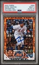 Mark Vientos Signed 2023 Topps Orange Foil /299 Card 550 Autographed RC PSA 9/10