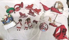 Lot of Christmas Holiday Ornaments Assorted  Over 15 Items Red